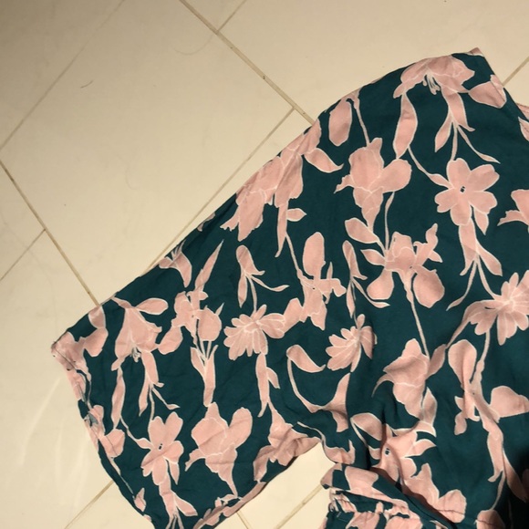 Eloquii green / pink floral print full jumper with waist tie. Like new!! - Picture 5 of 8